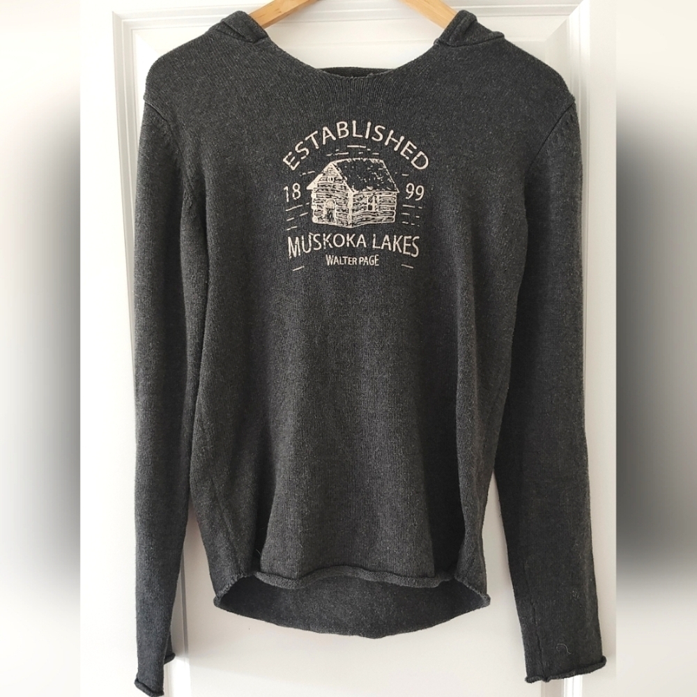 BRUZER Gray Muskoka Lakes Cotton Hoodie Size Medium - Picture 2 of 6